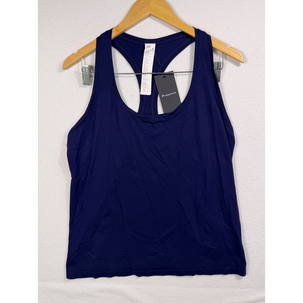 Fabletics Feather Tech+ Racerback Tank Women XL Deep Navy Athletic Workout Top